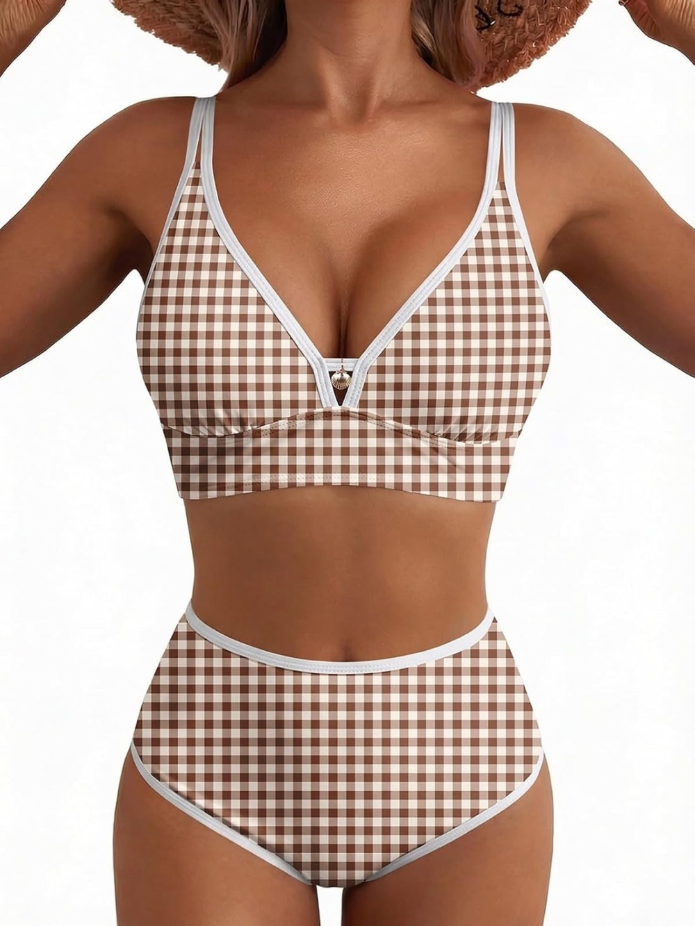 Two Piece Tummy Control Bikini Sets V Neck Stitch Full Coverage M. 1917/6-1
